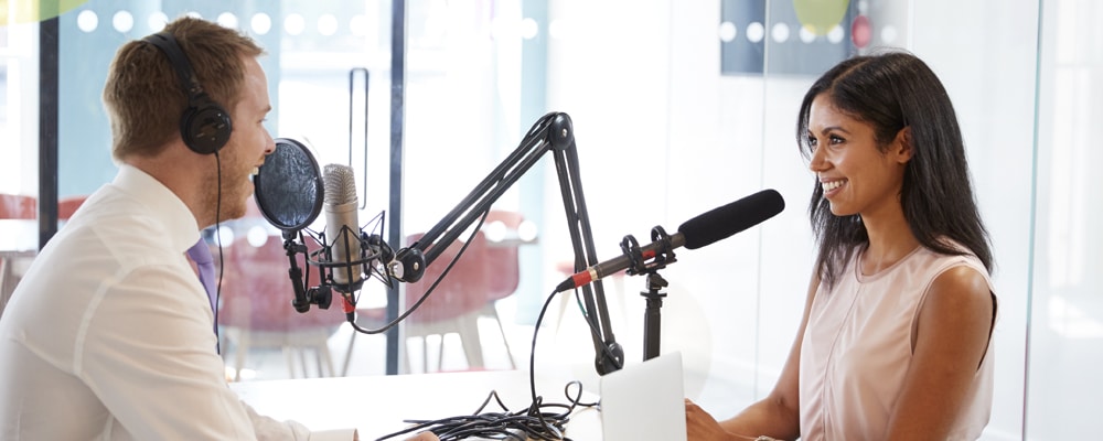 Man and woman talking